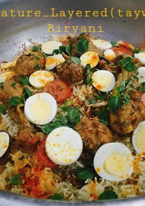 A picture of Signature layered(taywali)Biryani.