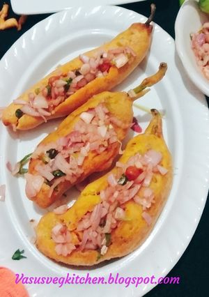 A picture of Stuffed Mirchi Bajji || Andhra style Mirchi Bajji.