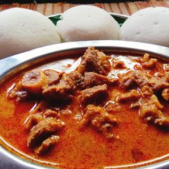 A picture of Chettinad spicy mutton curry.
