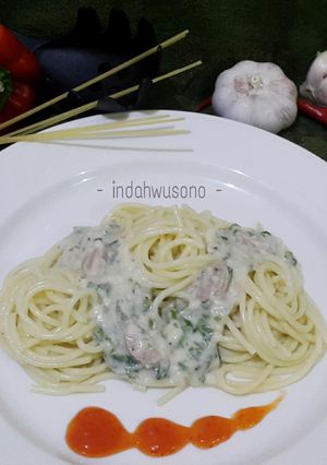 Foto resep Spaghetti Spinach Alfredo (Light Version)