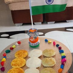 Tricolour rava idli A picture of Tricolour rava idli.