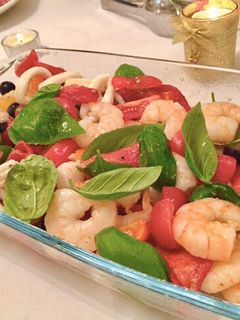 A picture of Shrimp and squid salad.