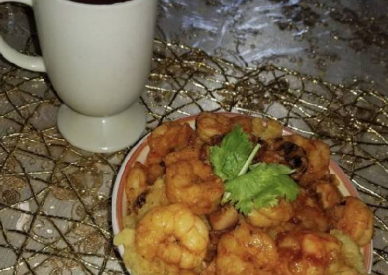 Mofongo con camarones🍤🍤🦐