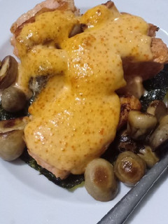 Foto resep Salmon steak with mentai sauce