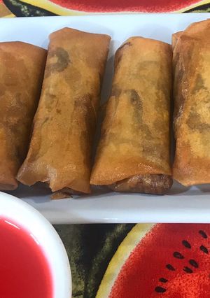 Una foto de Sprig rolls de jamón