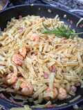 Tagliatelle de Camarões grelhados com Bacon