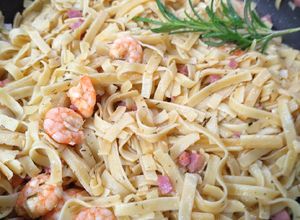 Foto de Tagliatelle de Camarões grelhados com Bacon