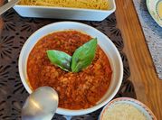 A picture of spicy spaghetti bolognese