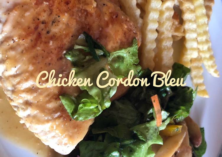 Chicken Cordon Bleu with Potatoes and Salad