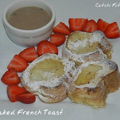 Baked French Toast with Cinnamon Sauce A picture of Baked French Toast with Cinnamon Sauce.
