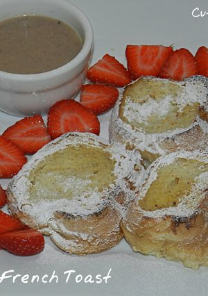 A picture of Baked French Toast with Cinnamon Sauce.