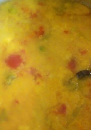 A picture of Mung dal with vegetables.