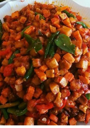 Foto resep Sambel goreng ubi kuning pedas