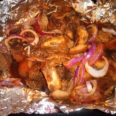 A picture of Honey Soy pork using double grill pan.