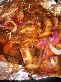 A picture of Honey Soy pork using double grill pan.