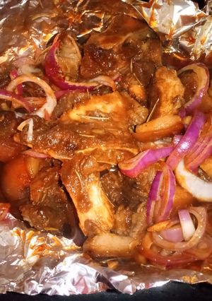 A picture of Honey Soy pork using double grill pan.
