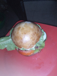 A picture of Home made burger.
