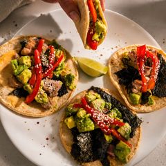 A picture of Tuna Tacos with Avocado and Bell Pepper.