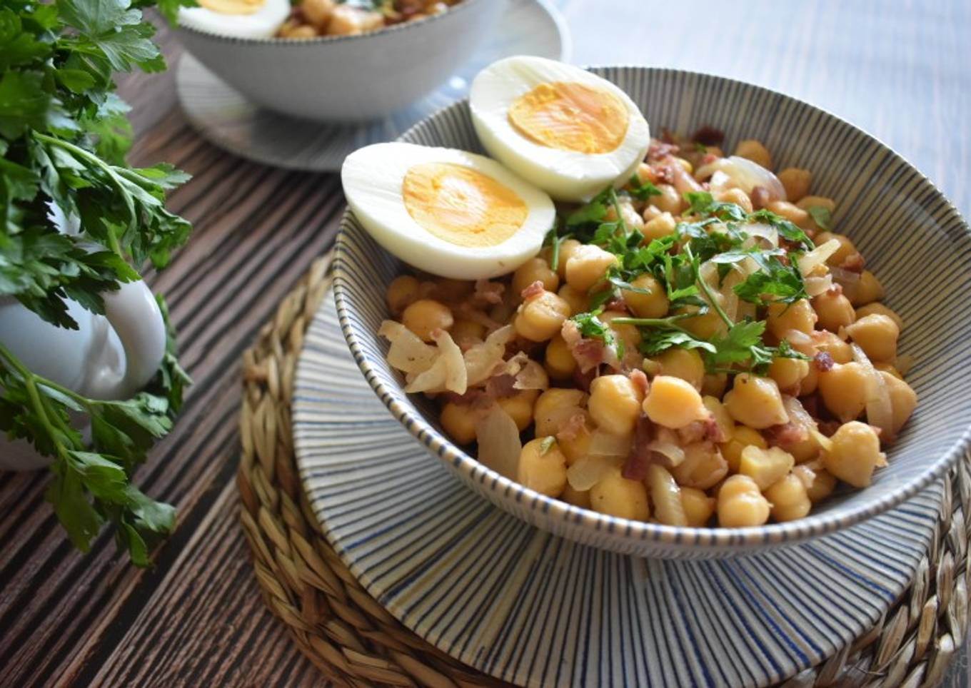 Garbanzos fritos con jamón versión saludable