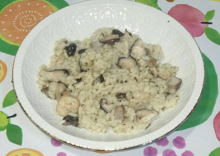 Risotto de setas con gambas