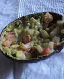 Guacamole mexicano con kiwi, manzana verde y tocino