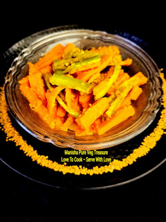 A picture of Carrot Green Chilli Instant Pickle - Gajar Mirchi Aachar.