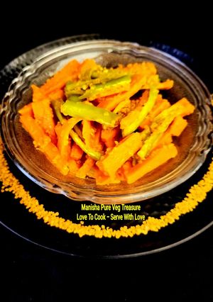 A picture of Carrot Green Chilli Instant Pickle - Gajar Mirchi Aachar.