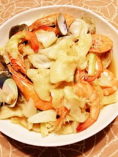 海鮮炒麵疙瘩 的食譜成品照片