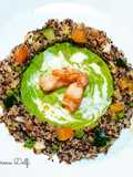 Quinoa verdure e gamberi