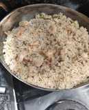 Arroz con coco y camarones