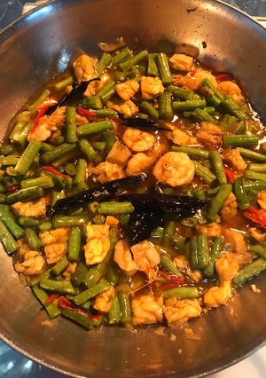Foto resep Kacang panjang tumis pedas manis udang tempe
