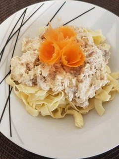 Gombás-tejszínes-baconos csirkemell recept fotója