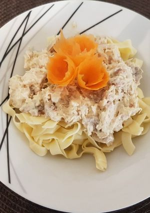 Gombás-tejszínes-baconos csirkemell recept fotója