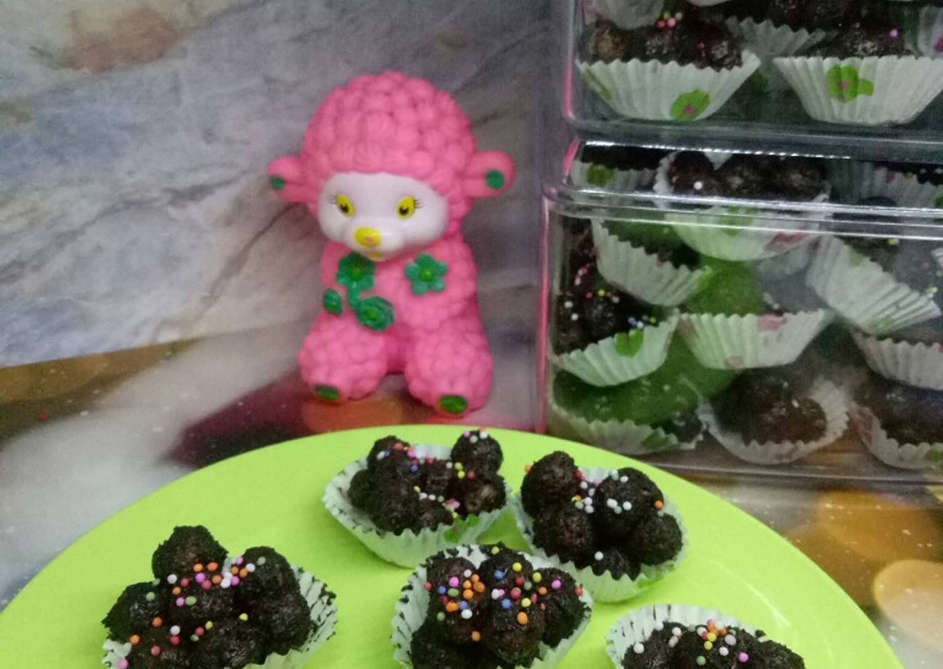 Cornflakes coklat (gandum milo) tanpa oven tanpa mixer
