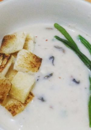 Foto resep Mushroom Soup with Toasted Bread