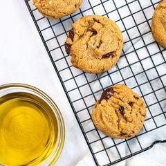 A picture of Chocolate Chunk Olive Oil Cookies.