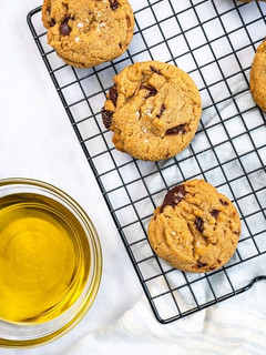 A picture of Chocolate Chunk Olive Oil Cookies.