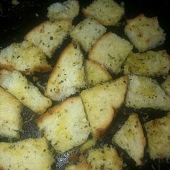 A picture of Garlic herb Parmesan croutons.