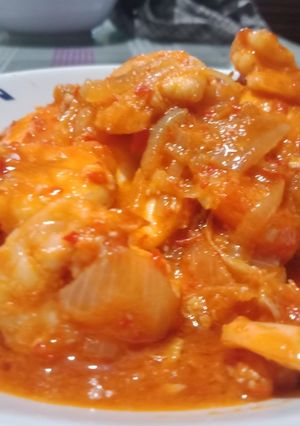 Foto resep Telur ceplok plus udang saus padang