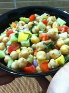 A picture of Mexican chickpea salad.