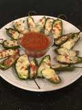 Roasted Pepperoni and cheese stuffed Jalapeños