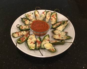 Fresh, Serving Recipe Roasted Pepperoni and cheese stuffed Jalapeos Delicious and Healthy