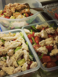 A picture of Healthy Breaded Chicken with Salad.