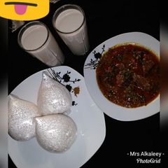 A picture of Tuwon rice miyar alayyahu mai gyada.