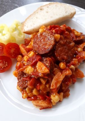 Tarhonyás lecsó recept fotója