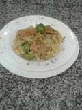 Fusilli a la crema con cerdo y repollitos de bruselas!