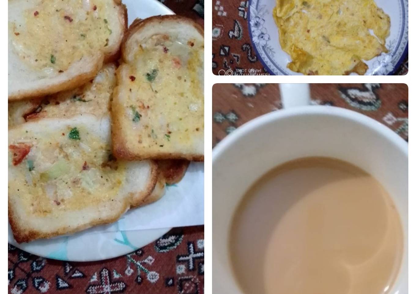 Bread omelet and tea