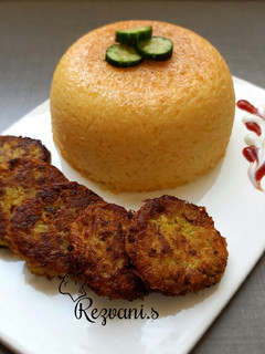 عکسی از دستور برنج و کتلت گوشت