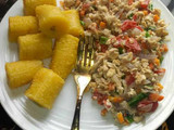 Boiled plantain with egg sauce