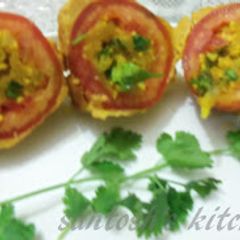 A picture of Stuffed tomatoes with twist.